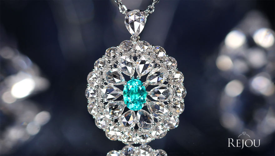 ブラジル産パライバトルマリン 0.39ct ローズカットペアシェイプ