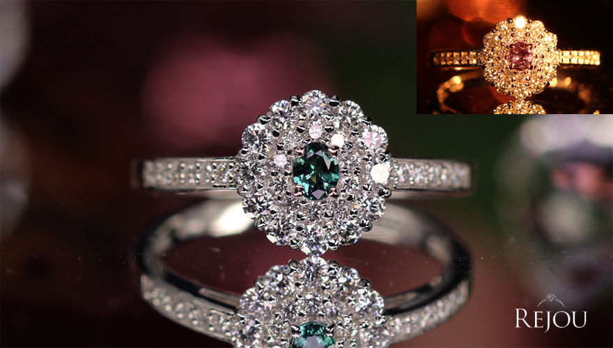 アレキサンドライト 0.1ct ダイヤモンド 0.4ct プラチナ リング(指輪