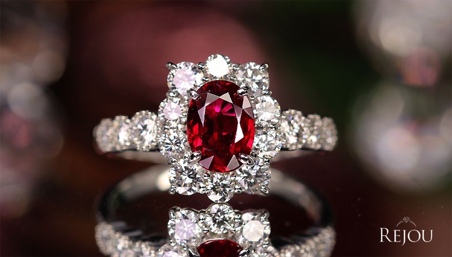 天然ルビー 天然ダイヤモンド プラチナ フラワーデザインリング 鑑別書