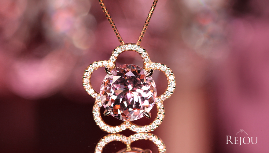 モルガナイト 5.1ct ダイヤモンド 0.2ct ピンクゴールド ネックレス