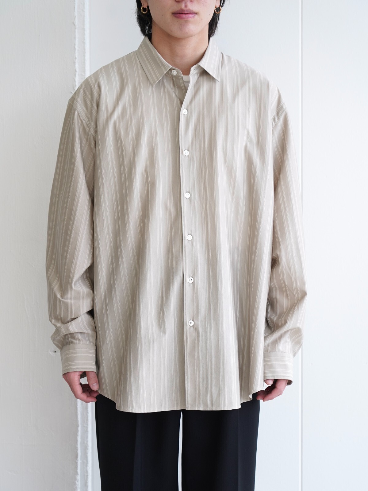 46G Atmosphere Stripe L/S Shirt - KANEMASA PHIL. WOMENS & MENS