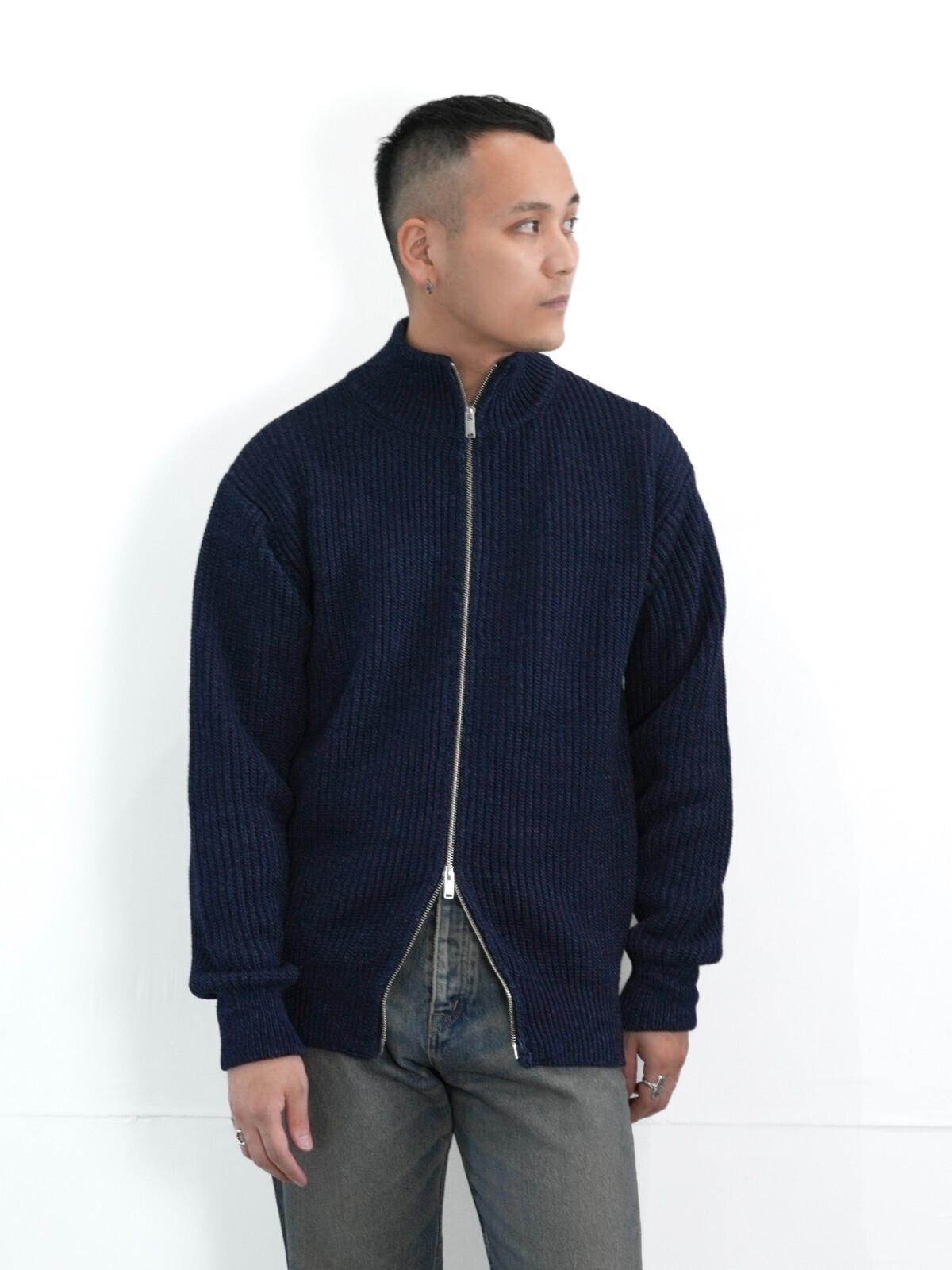 インディゴヤーンドライバーズニット -ワンウォッシュ- - セブンバイ