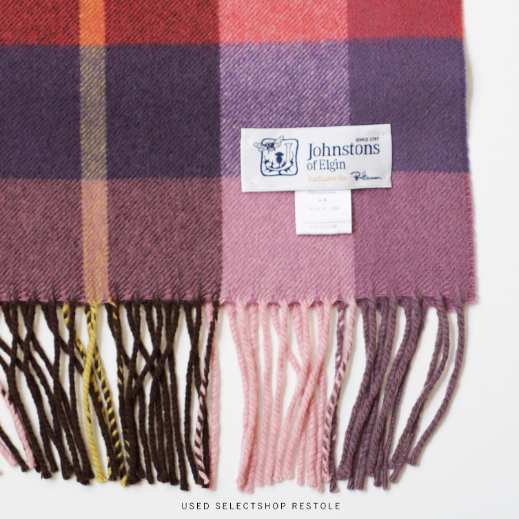 ロンハーマン別注Tonal Check ジョンストンズ カシミヤ大判ストール