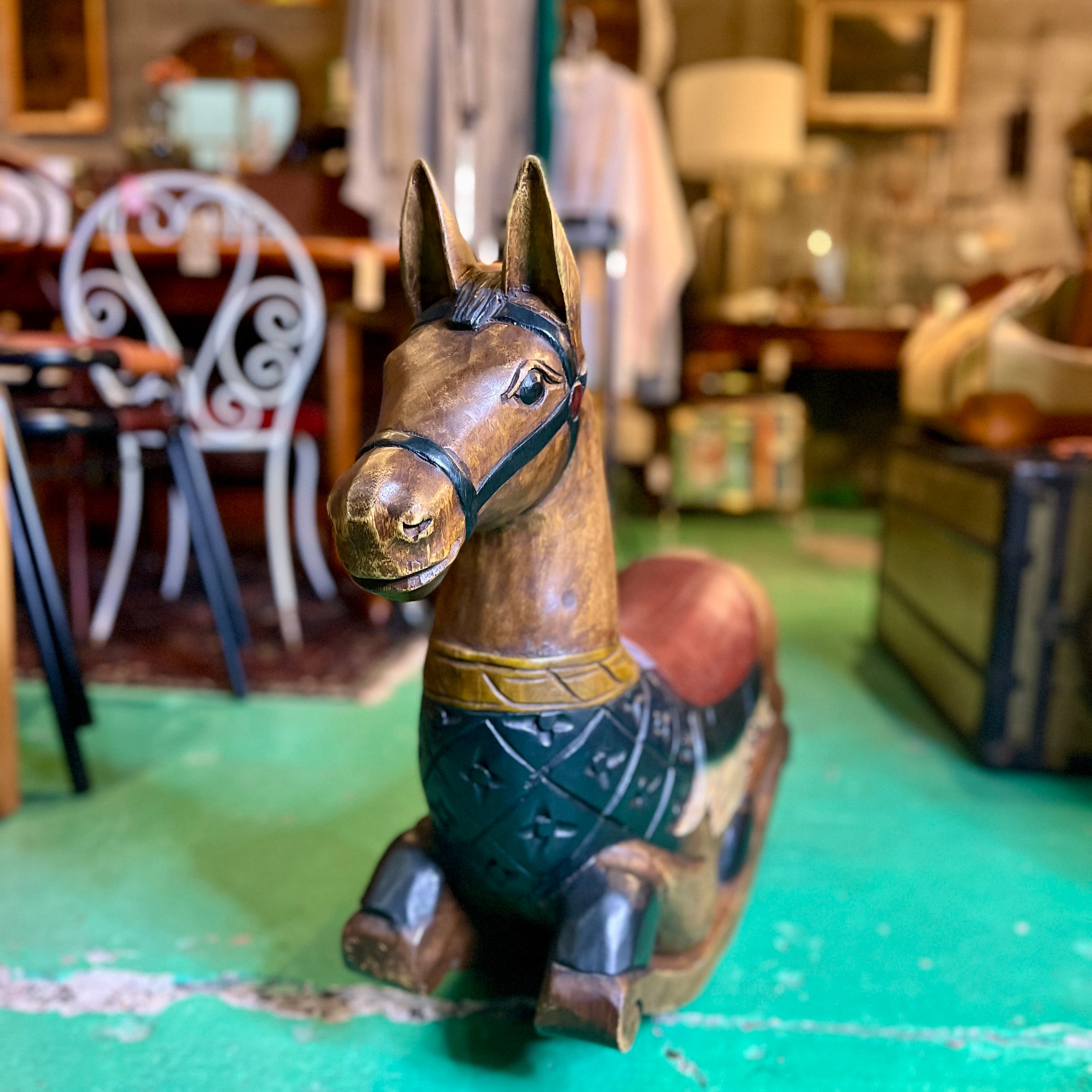 ウッドロッキングホース 木馬 遊具 ヴィンテージ 中古 ディスプレイ