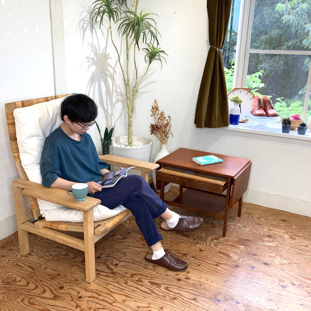 北欧 バタフライテーブル ソーイングテーブル サイドテーブル チーク材