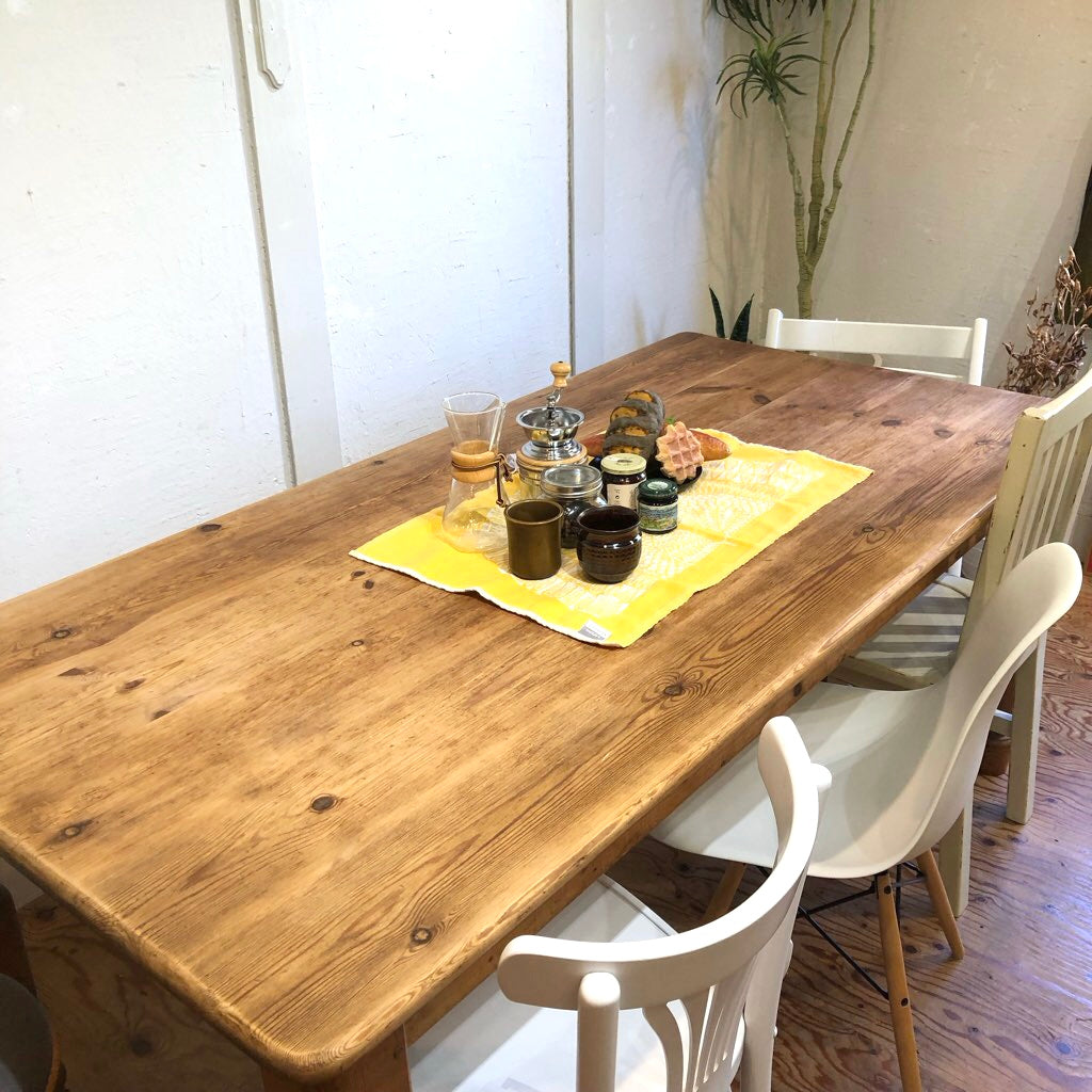 パイン無垢材 ダイニングテーブル W182 ヴィンテージ 中古 多人数 大