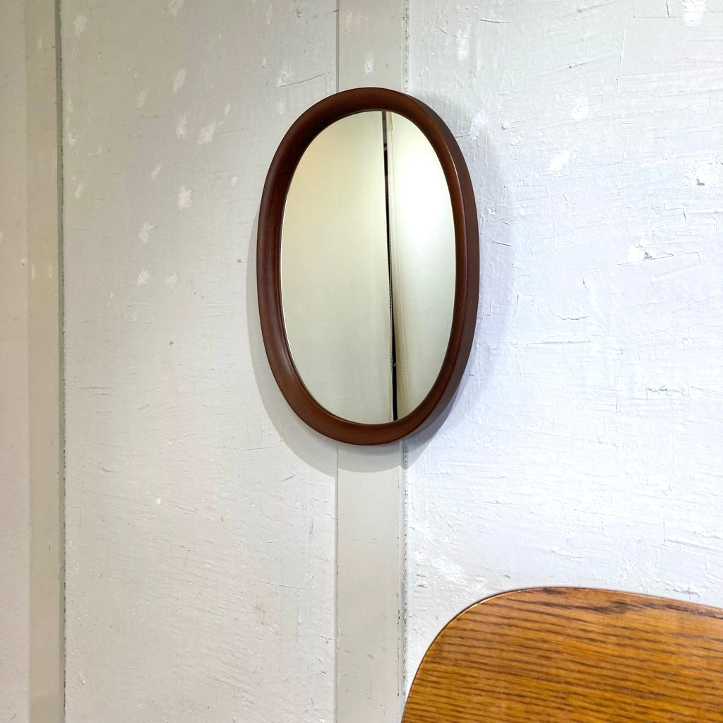 秋田木工 ウォールミラー 柳宗理 小判型 小 鏡 曲木 中古 シンプル 和