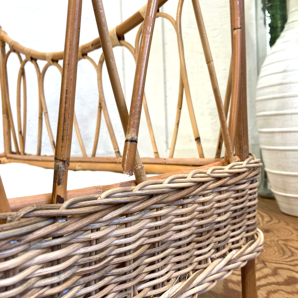 ラタン ドールベッド ヴィンテージ 中古 籐 小さい インテリア