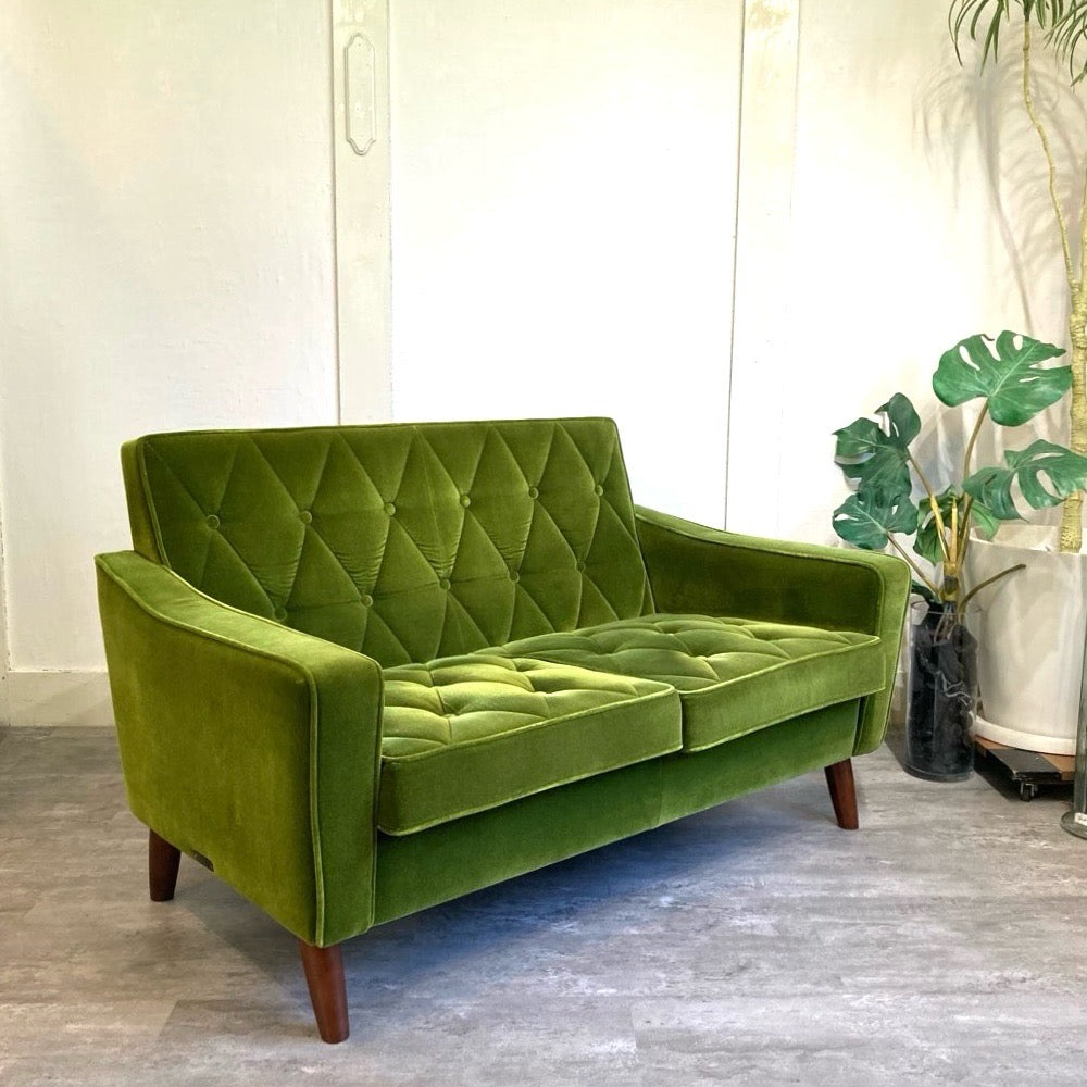 カリモク60 ロビーチェア 2シーター モケットグリーン 中古 国産