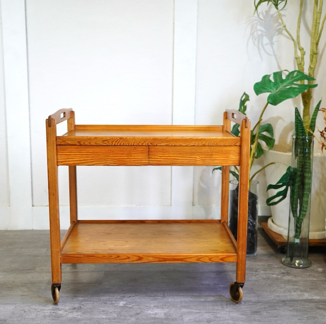 北欧 ヴィンテージ ワゴン デンマーク パイン材 中古 キッチン