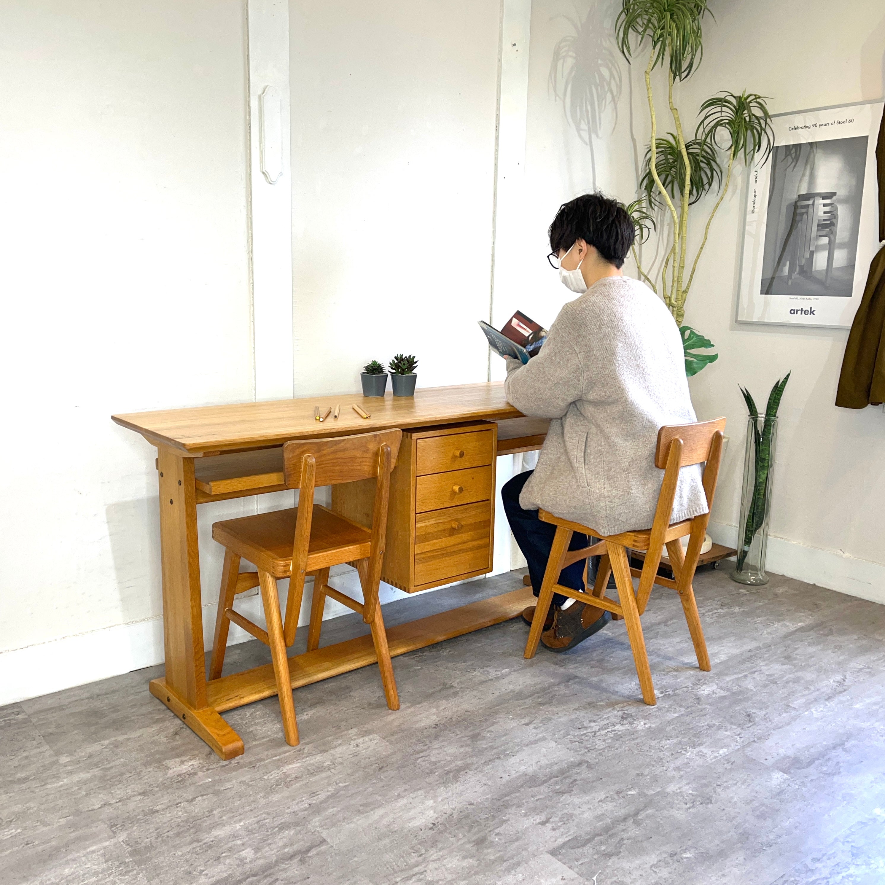 クラッシュゲート / CRASH GATE Didy ツインデスク 150㎝ オーク 中古