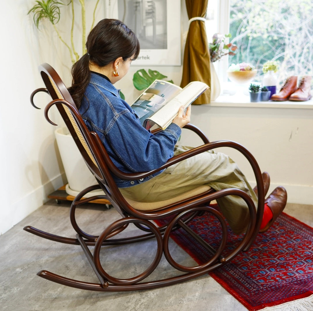 秋田木工 ベントウッド ロッキングチェア 曲木 籐編み 安寧椅子 中古