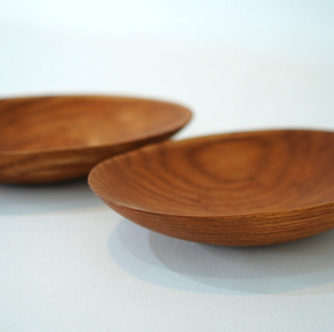 ニレ無垢材 リメイクボウル 楕円 プレート トレイ 18㎝ リバイブ