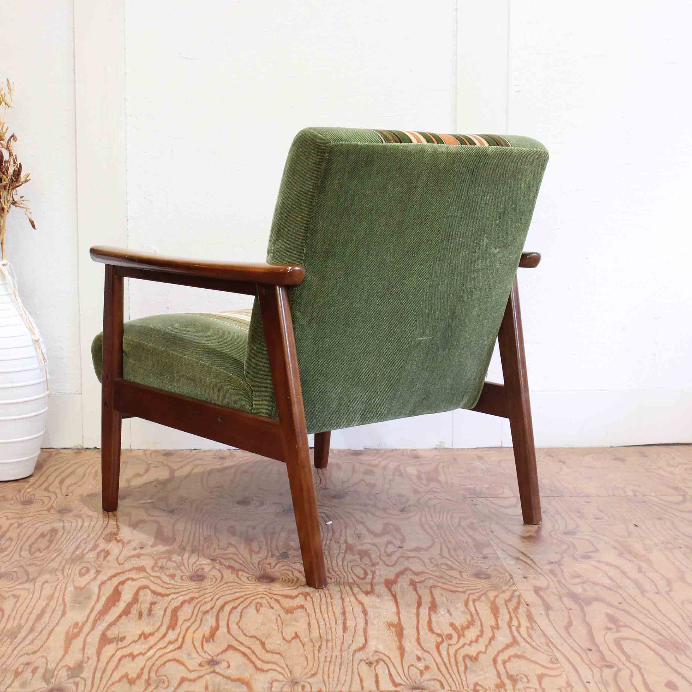 カリモク家具 オールドカリモク Kチェア 1シーター ストライプ