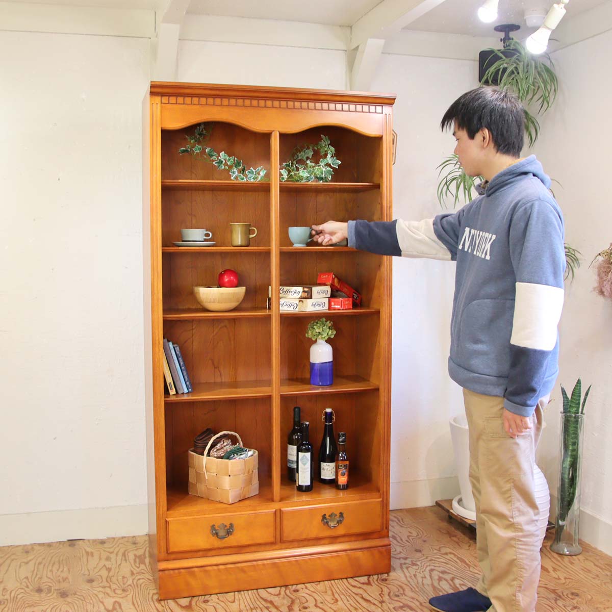 横浜ダニエル 書棚 オープン クラシック家具 本棚 ブックシェルフ