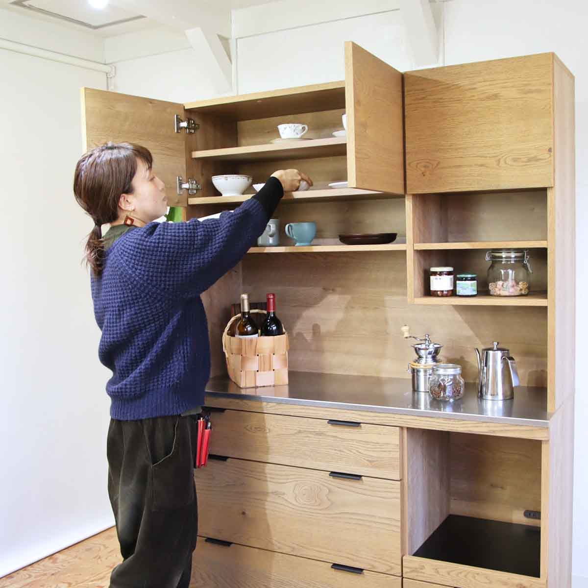 unico/ウニコ ADDAY/アディ キッチンカウンターオープン オーク材