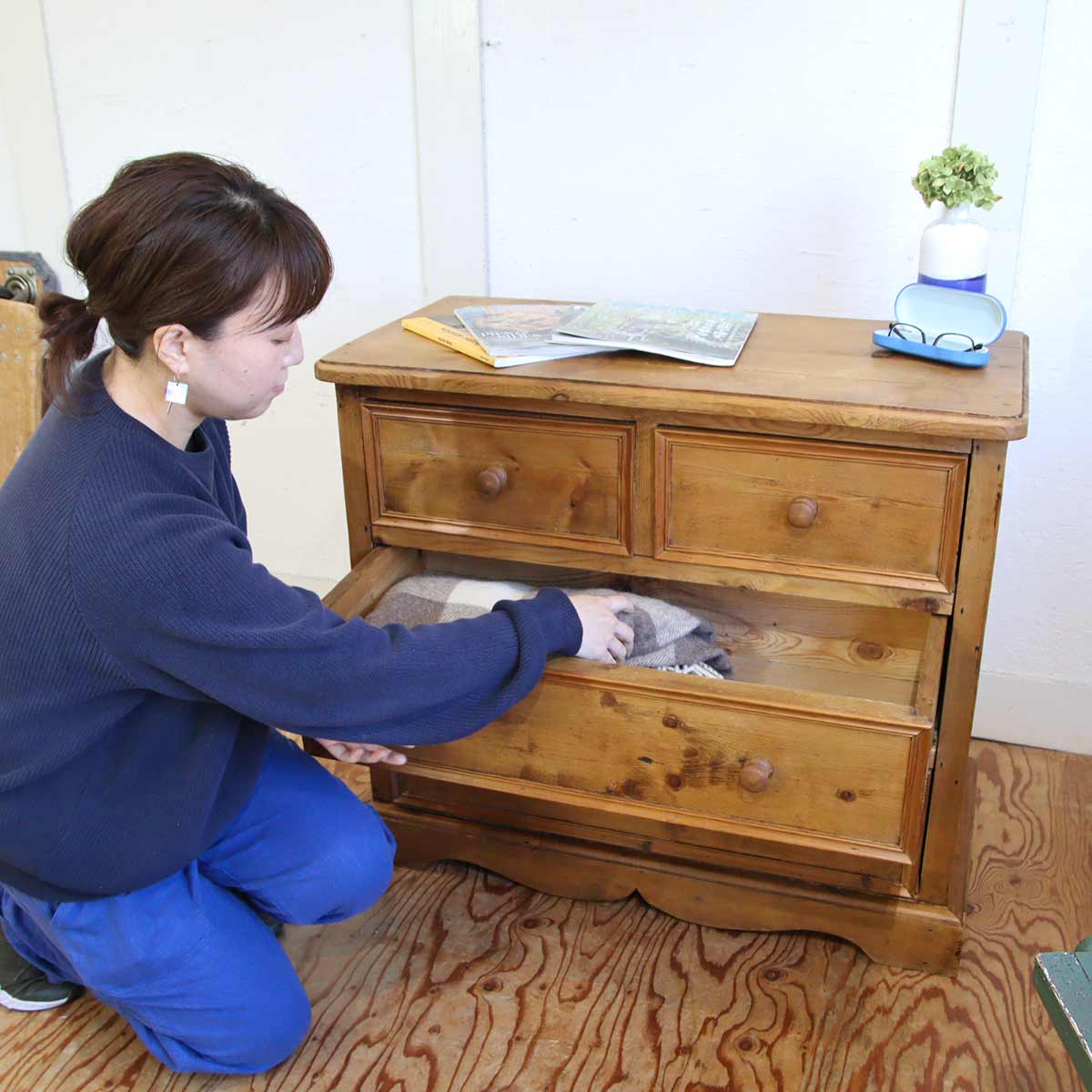 英国 アンティーク オールドパイン チェスト サイドボード 収納 中古