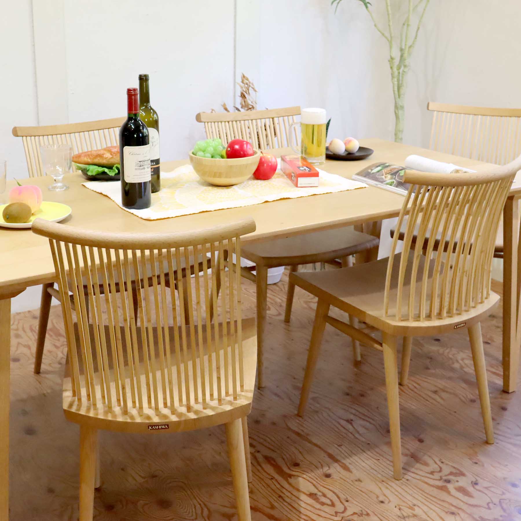 柏木工/KASHIWA｜ダイニングチェア 竹 ナラ無垢材 住宅展示場展示品