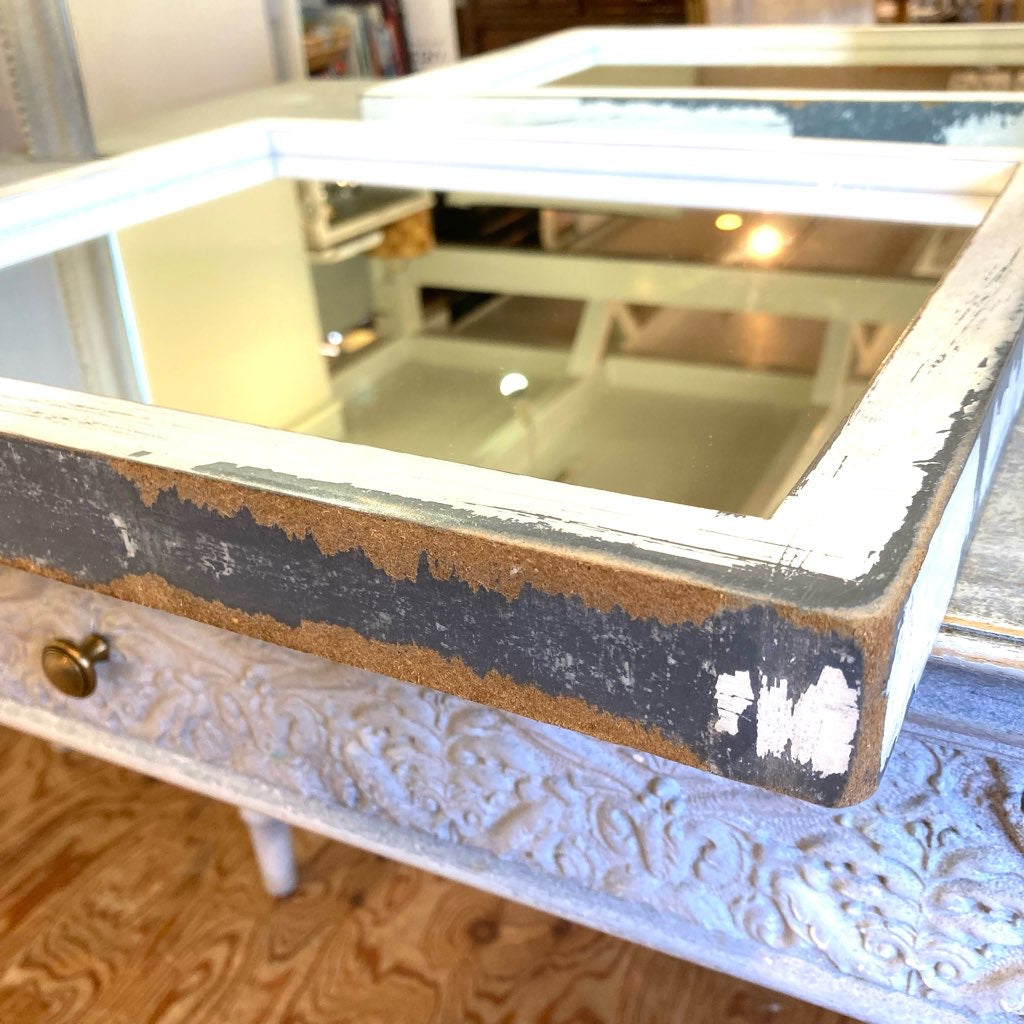 シャビーシック ミラー ドレッサー 手鏡付き 美容院 中古 大きなミラー