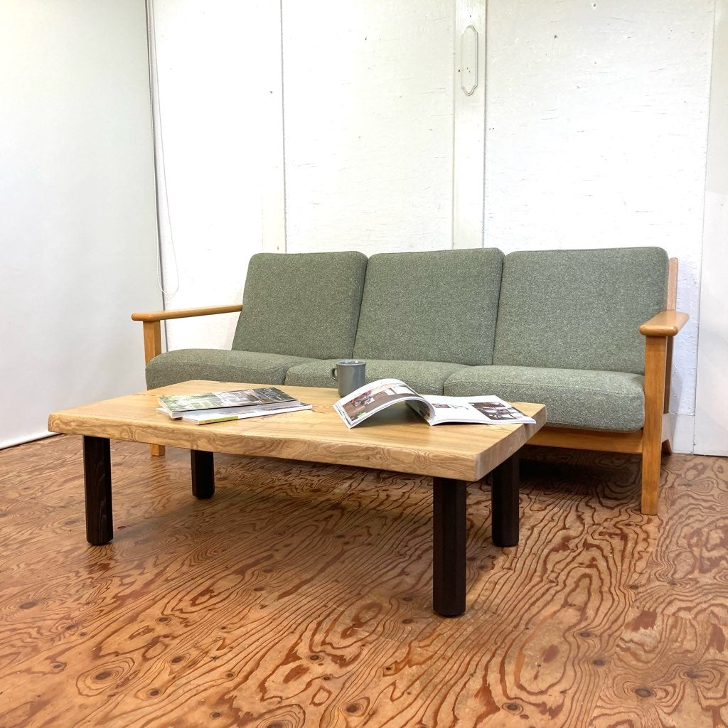 鬼童銘木 一枚板 ローテーブル 座卓 神代木 タモ 中古 リビング