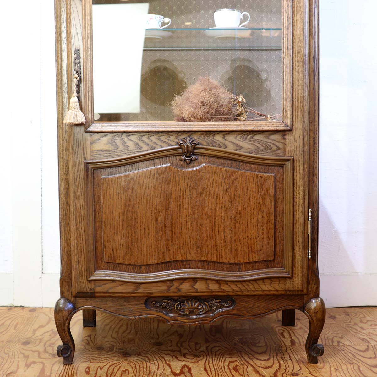 キュリオケース ショーケース 飾り棚 ガラス アンティーク 中古