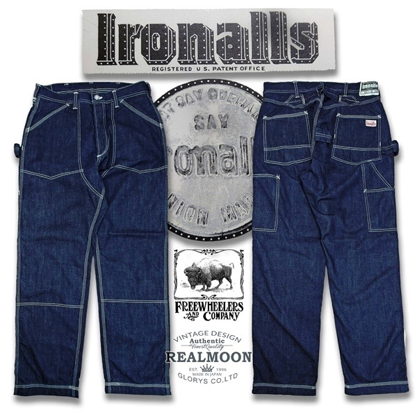 2222001 FREEWHEELERS WORK PANTS Lot102 DENIM OVERALLS 