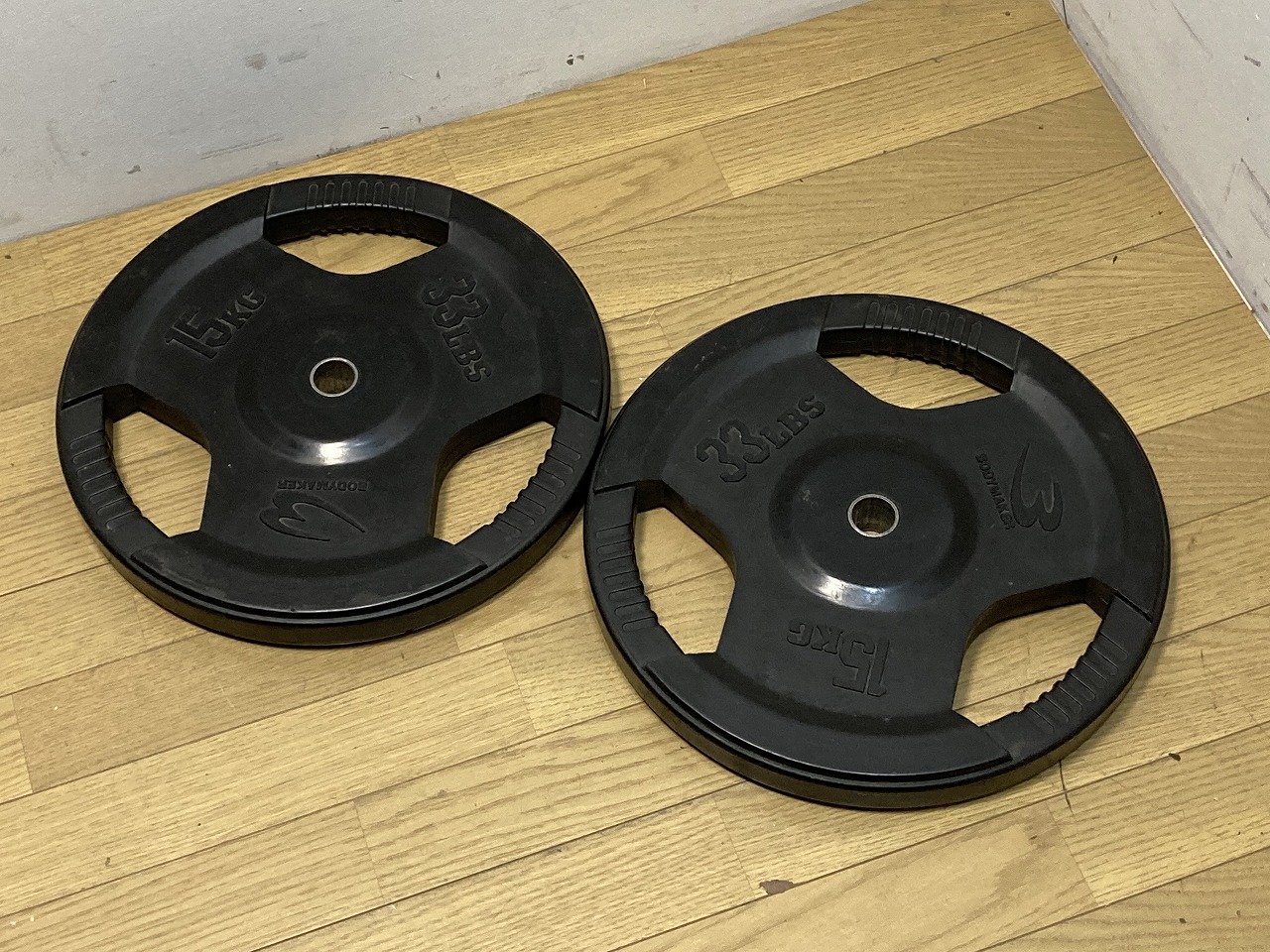 BODYMAKER 15kgプレート2枚 28mm 用 ラバープレート BODYMAKER 15kg