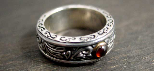 K-SMITH 唐草リング 【細、天然石付き】