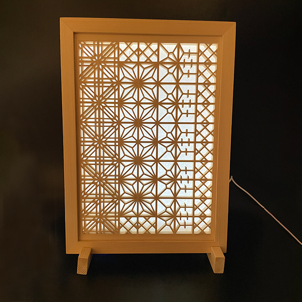 照明アートパネル：組子の灯 麻の守（角麻・桐麻の葉・胡麻