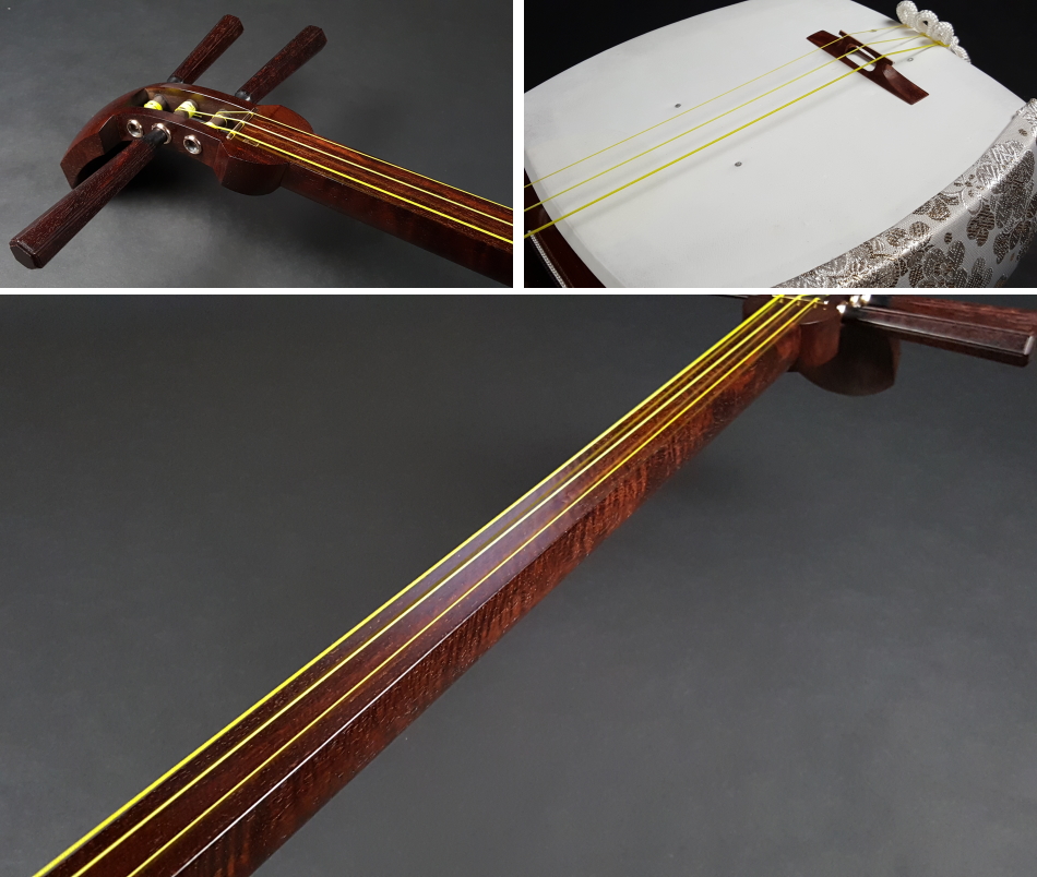 希少】長唄三味線 細棹 紫檀 正寸 丸打胴 一本溝 希少】長唄三味線 細