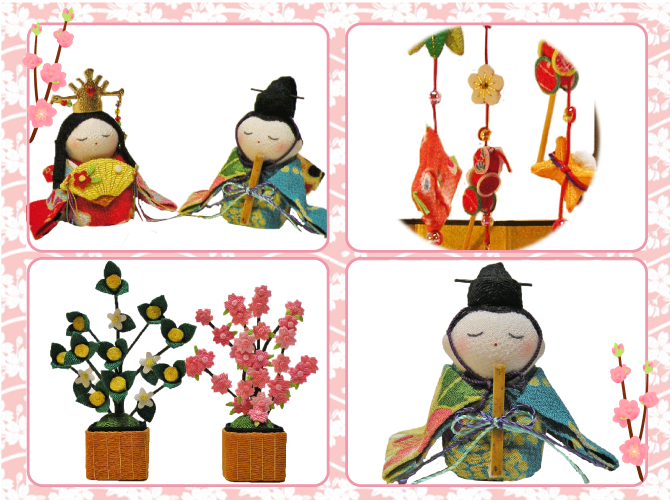 卓上ミニ輪飾りわらべ雛」ちりめん 雛人形 お雛様 ひな祭り 「龍虎堂
