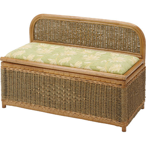 籐・ラタンのベンチボックス/たっぷり収納スペース/幅90×奥行40×高さ59