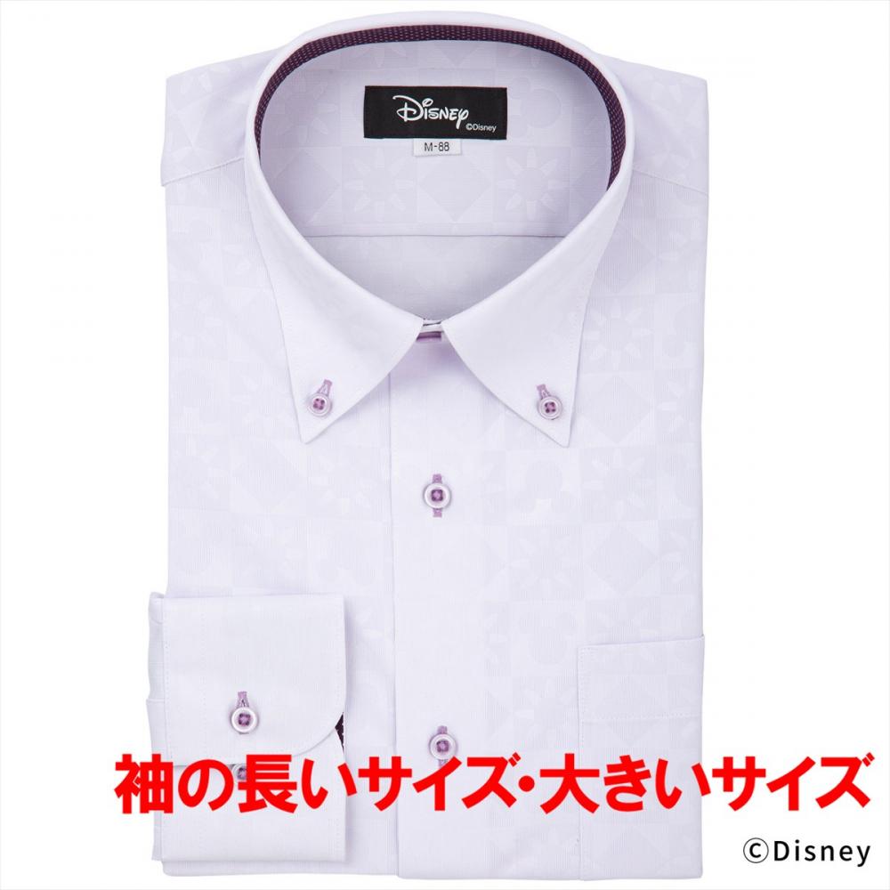 ディズニー】 ボタンダウン 長袖 形態安定 ニットシャツ ストレッチ