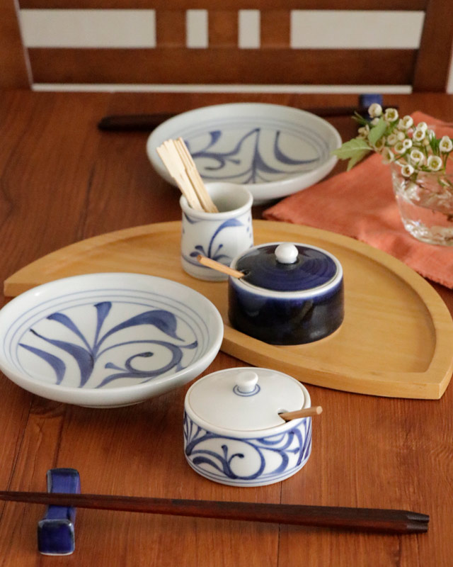 砥部焼の和食器 梅山窯の薬味入れ【砥部工房 からくさ】