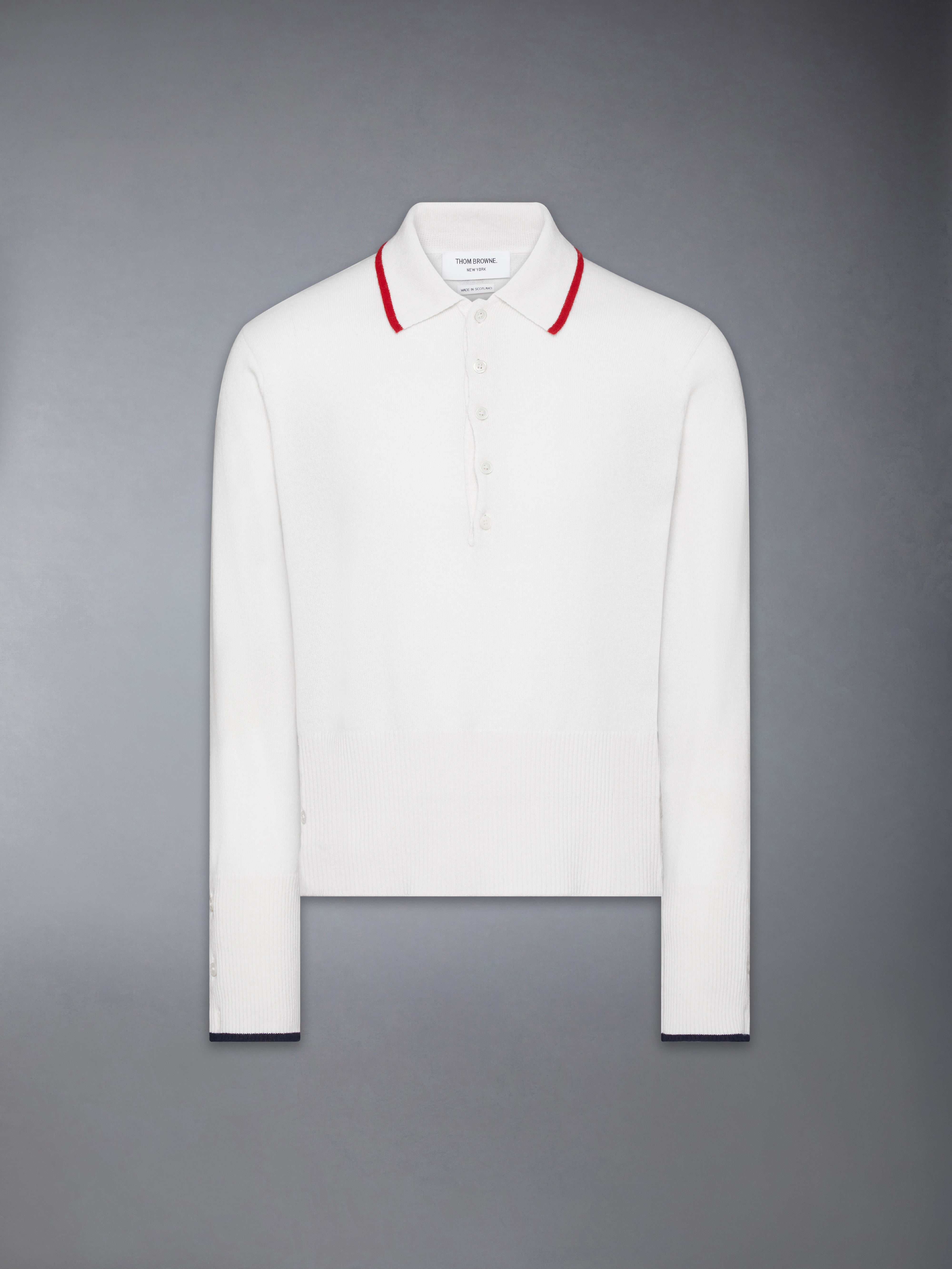 Browne 65 Jersey Intarsia Cashmere Long Sleeve Polo | Thom Browne
