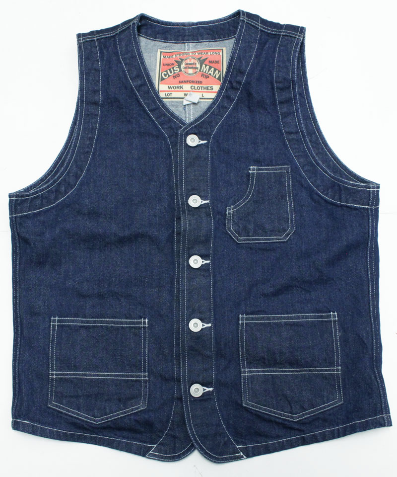 クッシュマン 【21872 10オンスデニム ワークベスト ＜ブルー