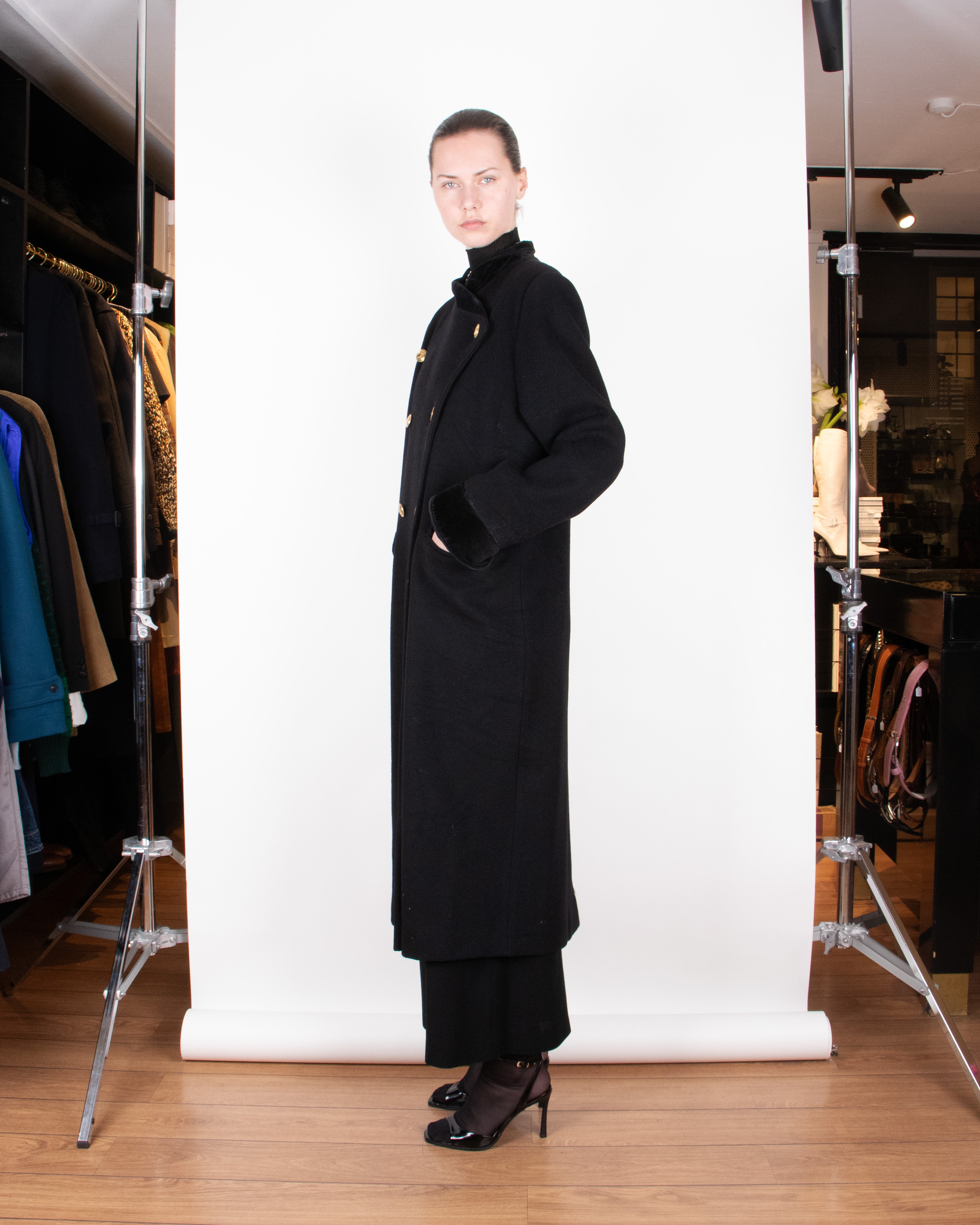 1980s Christian Dior Black Wool Military-Style Coat L – Time's Up