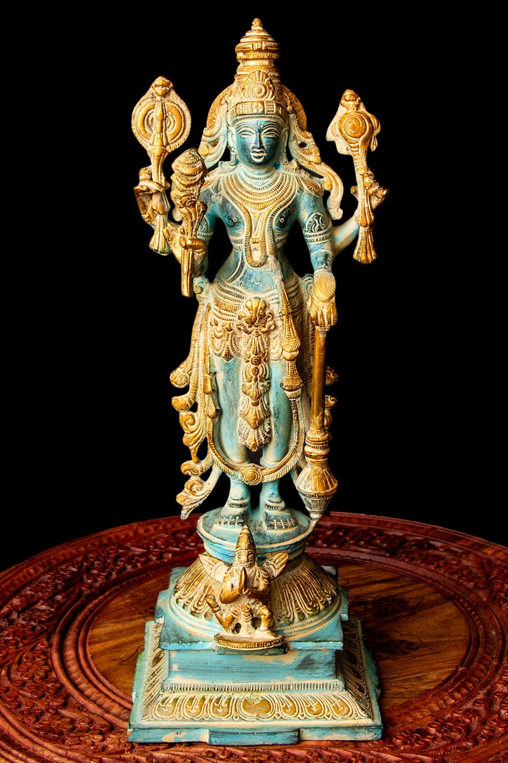 送料無料 ヴィシュヌ クリシュナ ブラフマー 仏像 立像 重厚なブラス製