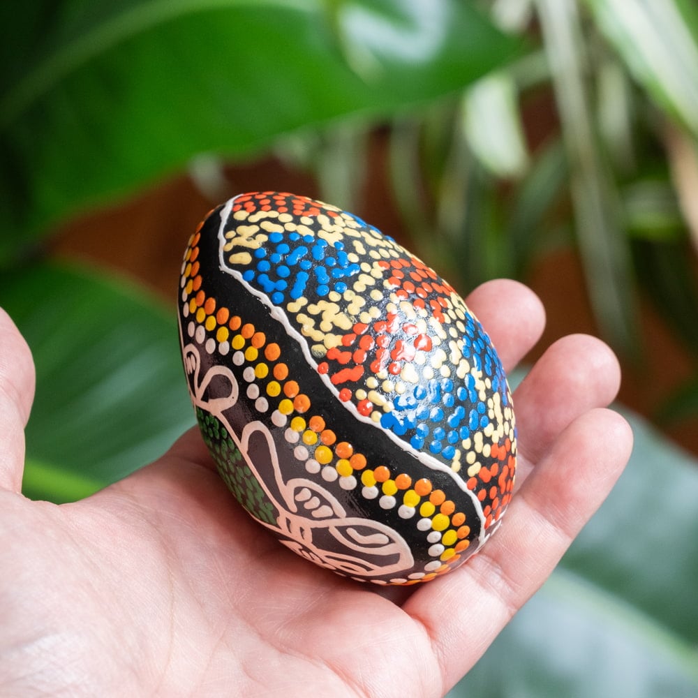 Lサイズ 約8.5cm〕ドットペイント 木製エッグシェイカー｜ころんと