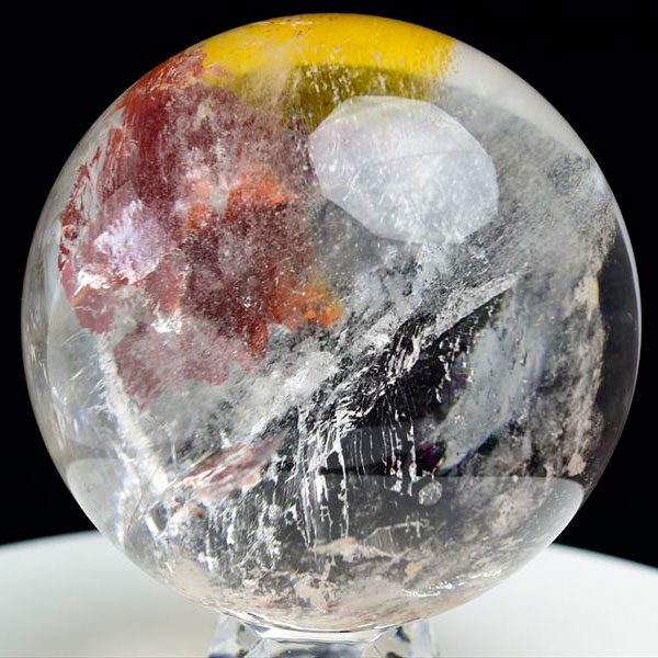 ○虹入り○天然オーラクォーツ（ナチュラルオーラクォーツ）丸玉置物