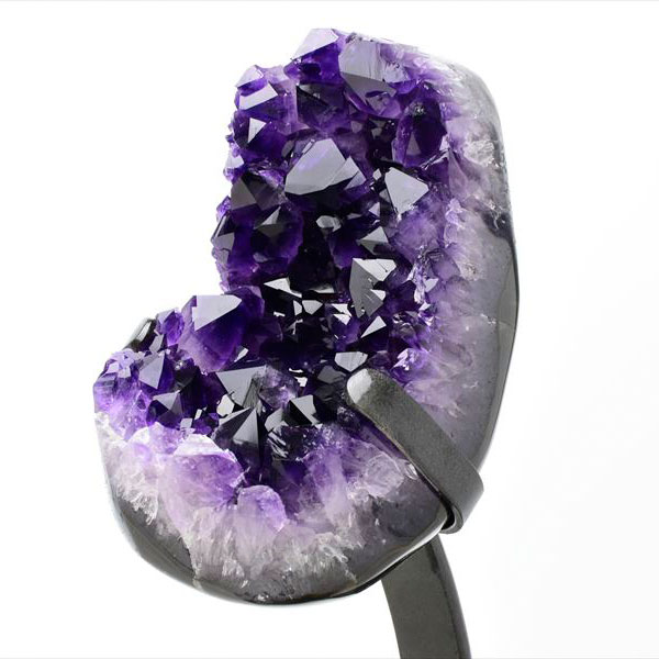 濃紫 ウルグアイ産 アメジストクラスター｜インテリア｜置物｜専用鉄製