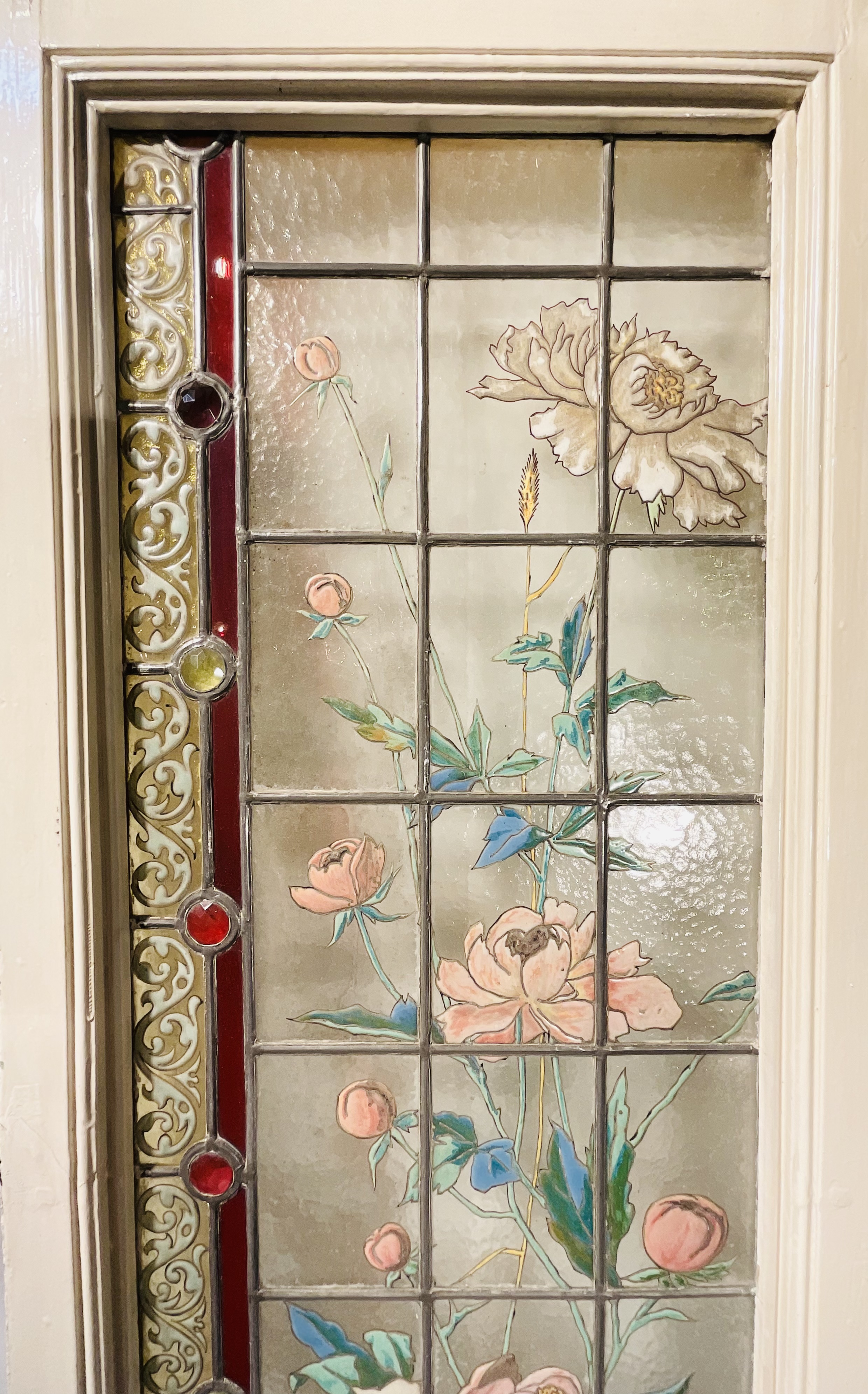 ステンドグラス】アンティーク 花と蝶々② - 広島のアンティーク・輸入