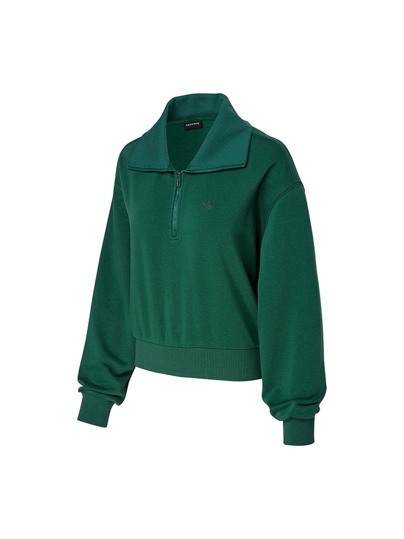 XTFHZ01J3 ロゴ入り ハイネック ハーフジップアップ スウェット