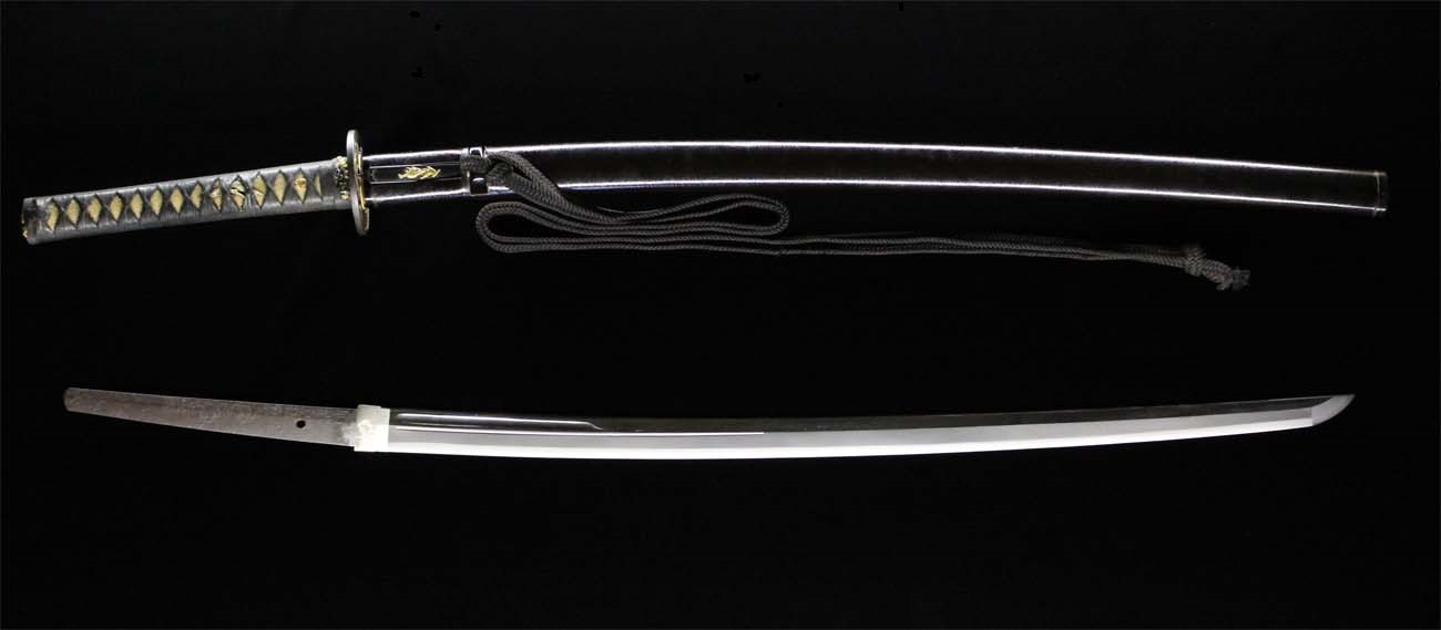 日本刀残欠クラフトナイフNo.77 播磨大掾藤原重高 茎 裏銘有り 日本刀