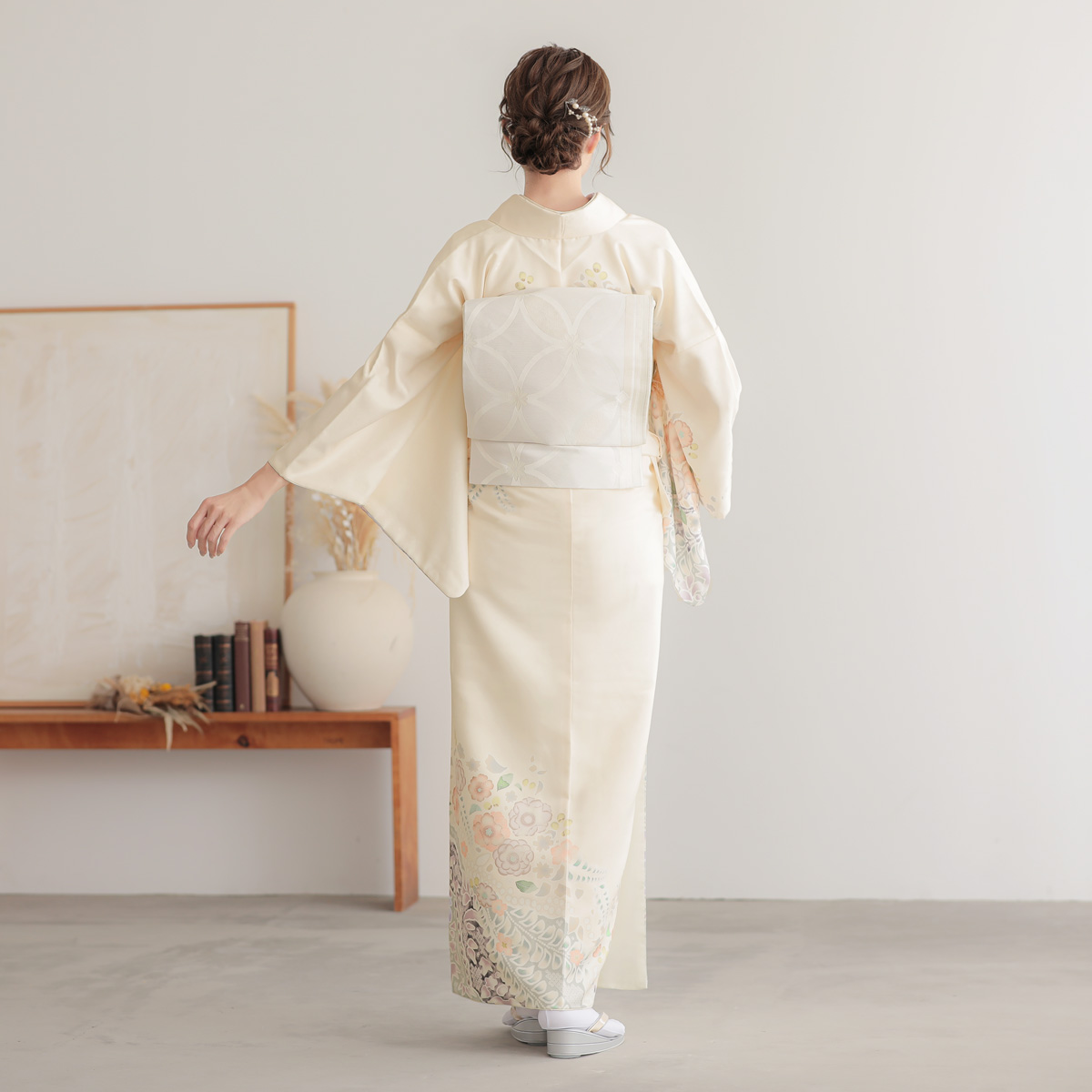 訪問着：H1359 式部浪漫 クリーム 辻が花風| 訪問着レンタル │ 京都