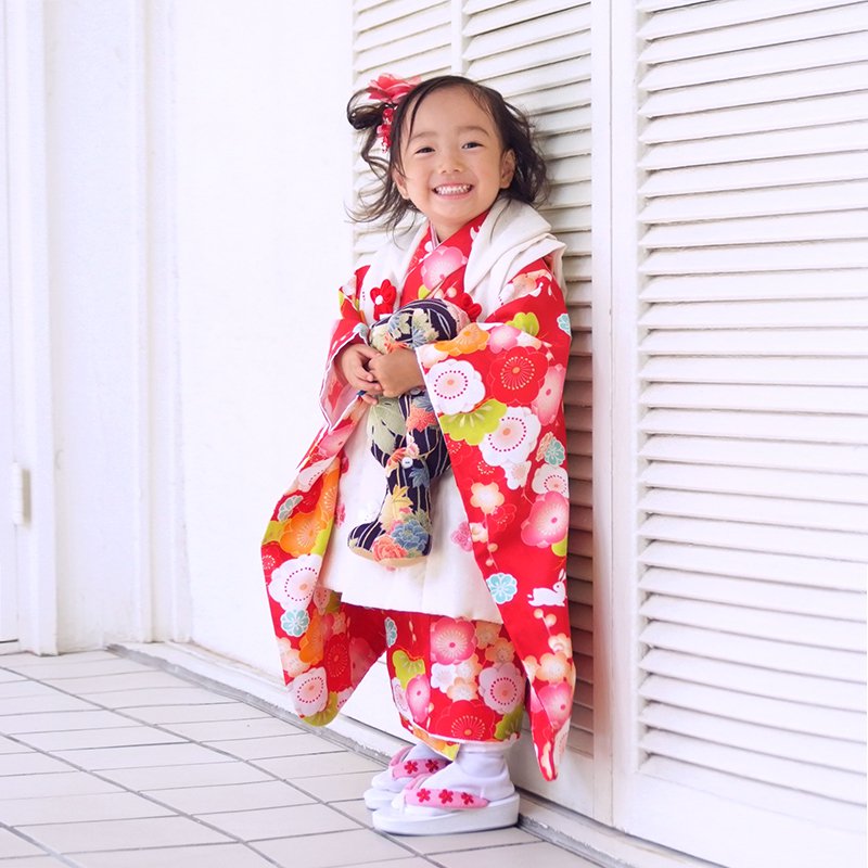 工場 七五三 3歳から5歳の女の子の振袖コーディネート うさぎさん