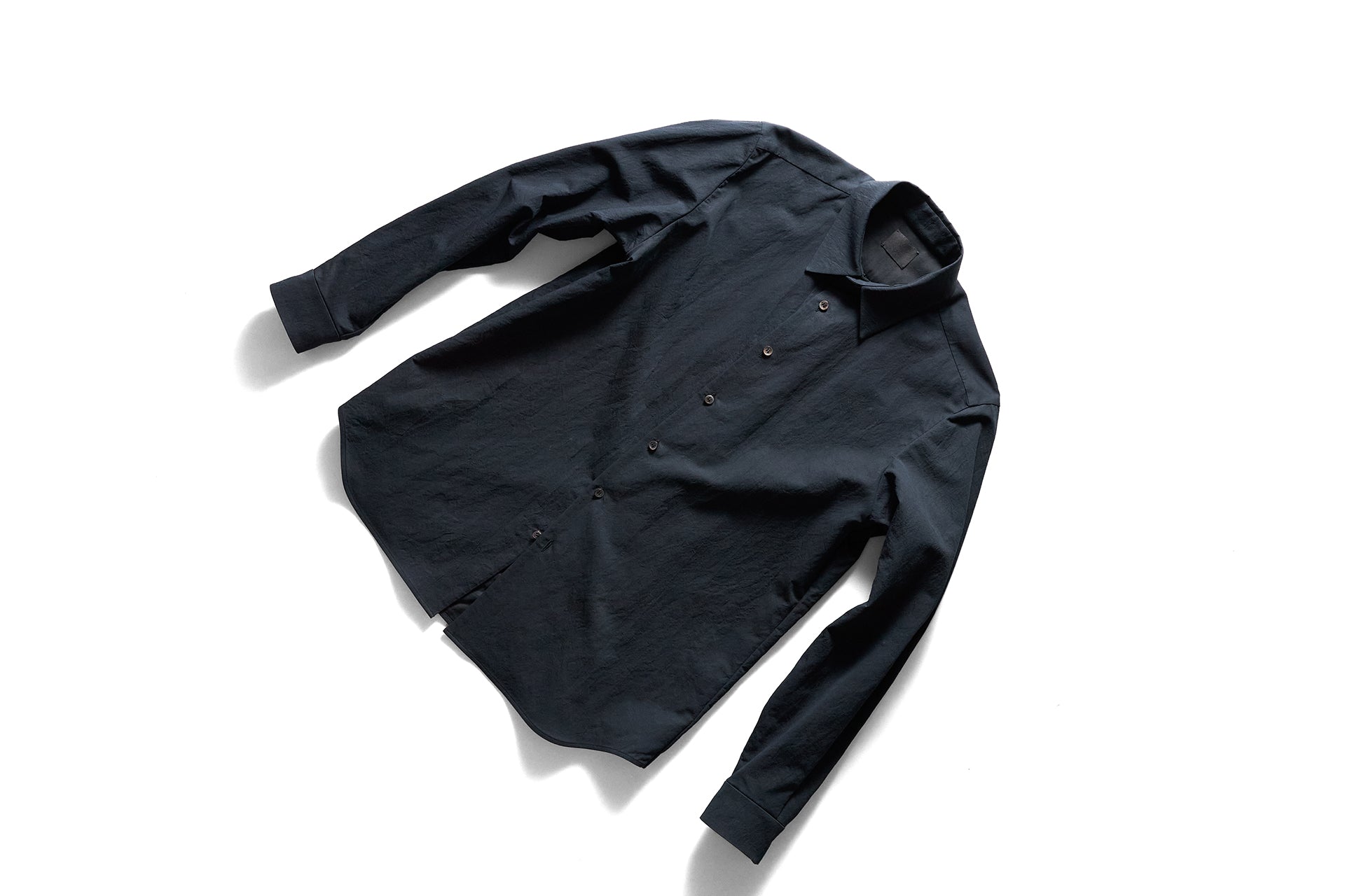 yc41-242 / 塩縮加工コットンリネンシャツ-charcoal navy – 山内