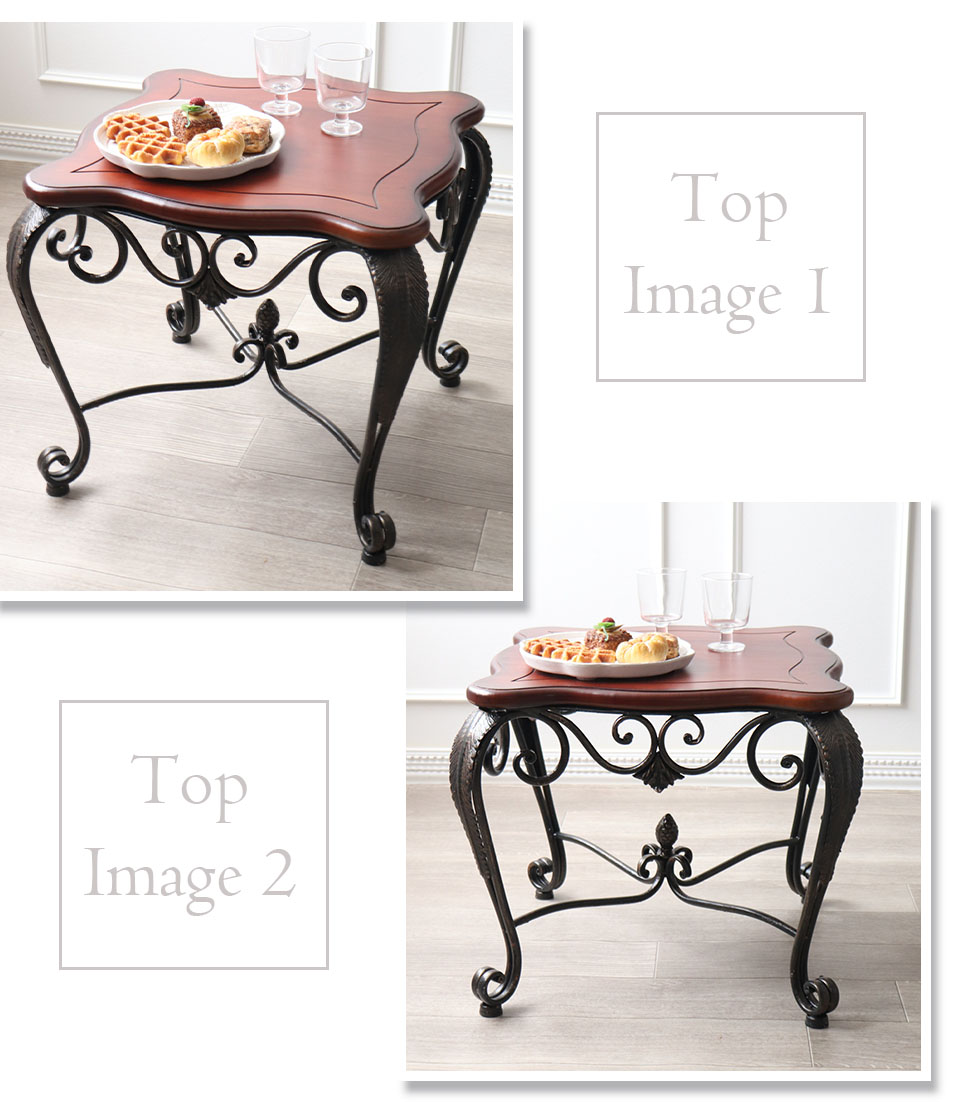 アイアン製 アンティーク調 スクエアテーブル 猫脚 サイドテーブル