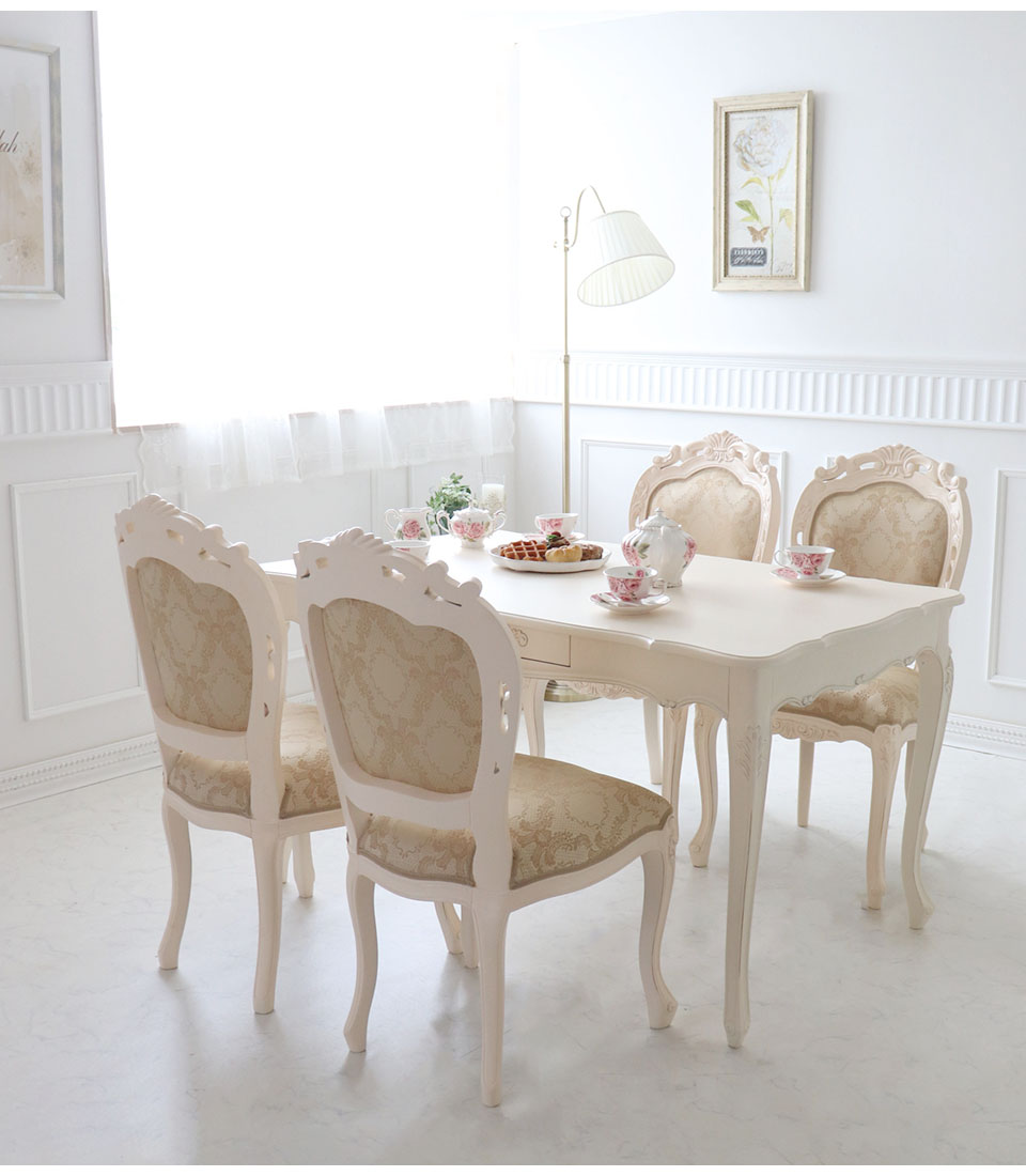 輸入家具 ダイニングセット5P 4人掛け ヨーロピアンクラシック