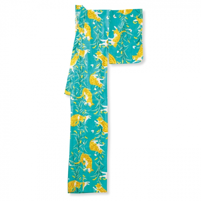 猫じゃらしで遊ぶ「ニャンコ柄の浴衣」がフェリシモ猫部から登場♪ 帯